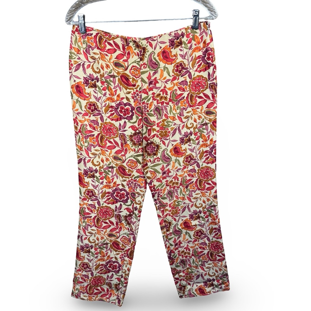 Vintage Ralph Lauren Sport Size 6 Silk Floral Pants Womens Boho Cropped
